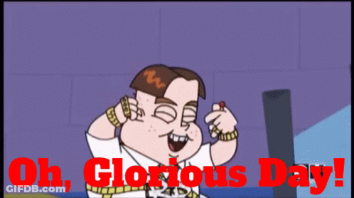 Man With Arms In Air Says Oh Glorious Day GIF