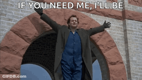 Man With Arms Outstretched In Front Of Brick Arch Saying If You Need Me GIF