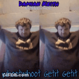 Man With Arms Outstretched Saying Whootwhoot Getit Getit GIF