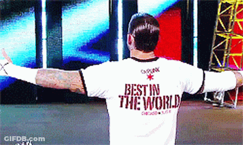 Man With Arms Outstretched Wearing Best In The World Shirt GIF
