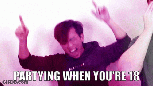 Man With Arms Up Partying When You're 18 GIF