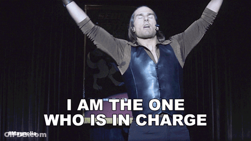 Man With Arms Up Saying I Am The One Who Is In Charge GIF