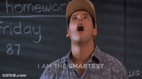 Man With Arms Up Saying I Am The Smartest GIF