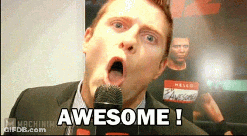 Man With Awesome Name Tag GIF