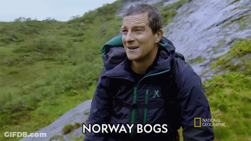 Man With Backpack Says Norway Bogs GIF