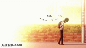 Man With Backpack Walking Past Brick Wall GIF