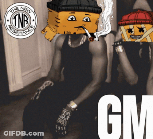 Man With Bag On Head Smoking Cigarette With GM GIF
