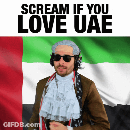 Man With Bandage In Front Of UAE Flag GIF