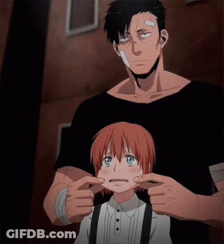 Man With Bandage On Face Holding Child GIF