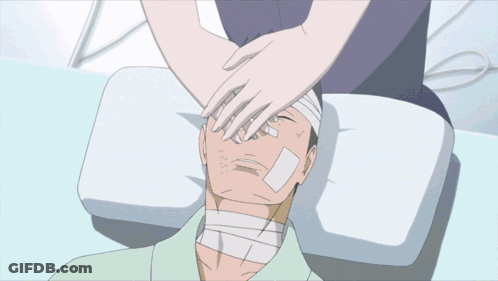 Man With Bandage On Face Laying Down GIF