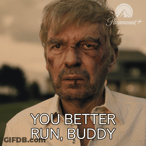 Man With Bandage On Face Saying You Better Run Buddy GIF