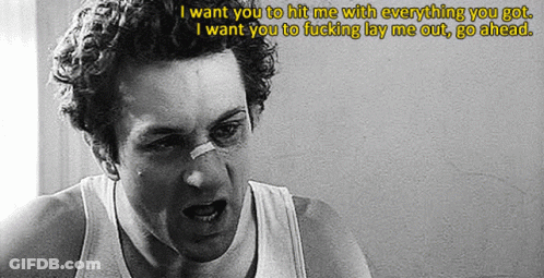 Man With Bandage Says I Want You To Hit Me GIF