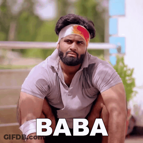 Man With Bandage Squatting Baba GIF