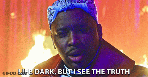 Man With Bandana And Life Dark Words GIF