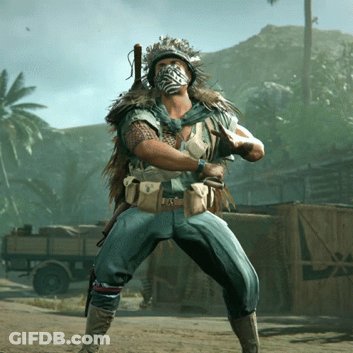 Man With Bandana Holding Rifle GIF
