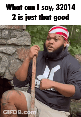 Man With Bandana Holding Stick Saying What Can I Say GIF