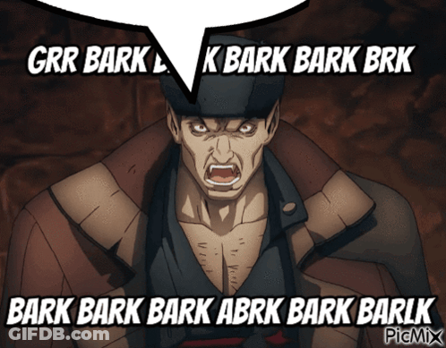 Man With Bark Bark Bark Speech Bubble GIF