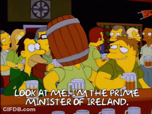 Man With Barrel On Head Says I'm Prime Minister Of Ireland GIF
