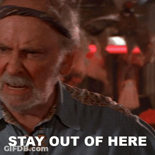 Man With Beard And Bandana Says Stay Out GIF