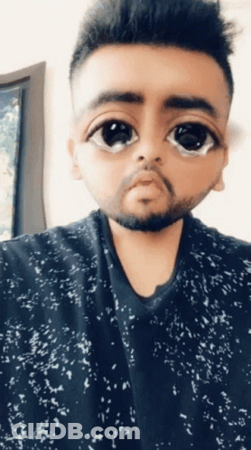 Man With Beard And Big Eyes In Black And White Shirt GIF