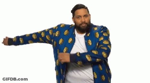 Man With Beard And Blue Jacket Dancing GIF