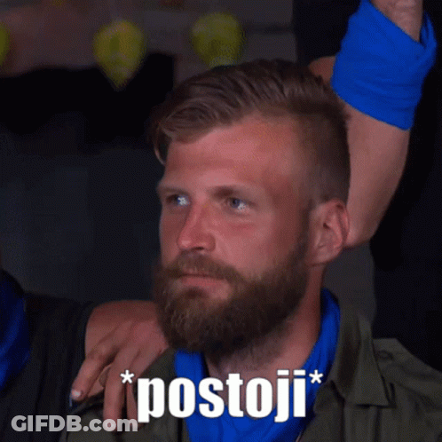 Man With Beard And Blue Scarf Postoji Face GIF