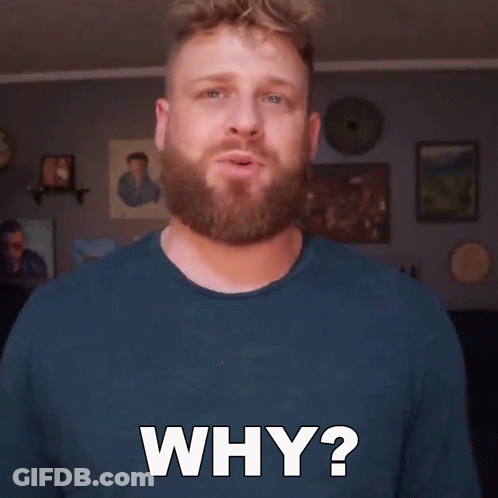 Man With Beard And Blue Shirt Asking Why GIF