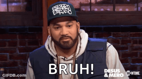 Man With Beard And Bruh Hat GIF