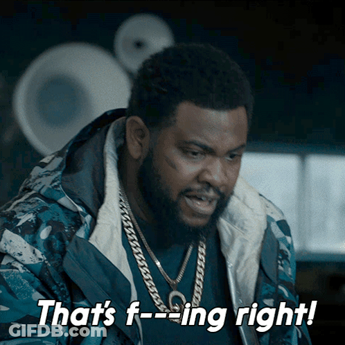 Man With Beard And Chains Saying That's Fucking Right GIF