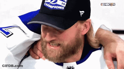Man With Beard And Champions Hat GIF