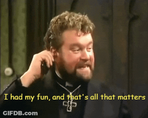 Man With Beard And Cross Necklace Says I Had My Fun GIF