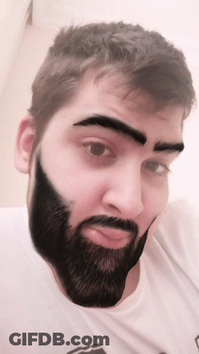 Man With Beard And Eyebrows In White T-Shirt GIF