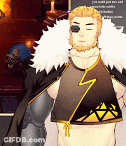 Man With Beard And Feathered Cape Standing In Room GIF