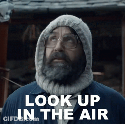 Man With Beard And Glasses In Hoodie Saying Look Up In The Air GIF