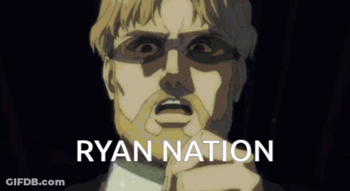 Man With Beard And Glasses Pointing At Ryan Nation GIF