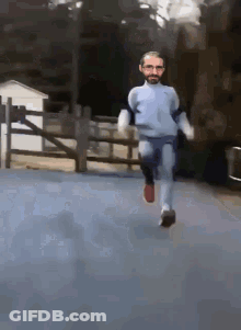Man With Beard And Glasses Running GIF