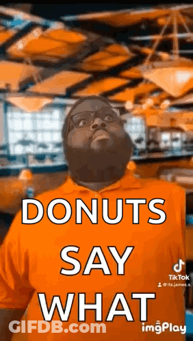 Man With Beard And Glasses Saying Donuts GIF