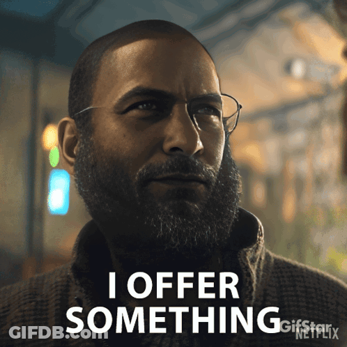 Man With Beard And Glasses Saying I Offer Something GIF