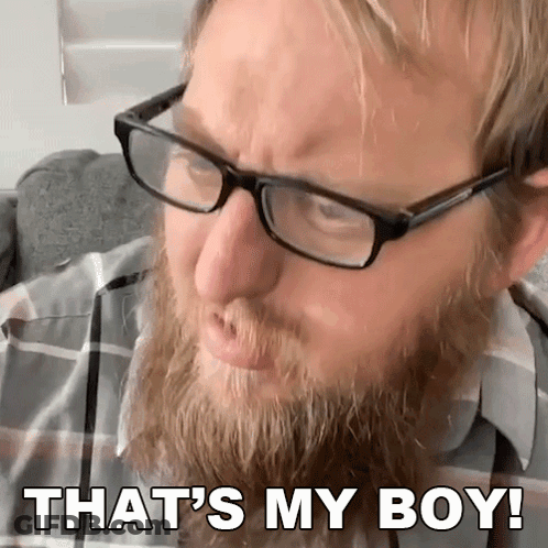 Man With Beard And Glasses Saying That's My Boy GIF