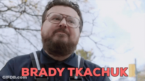 Man With Beard And Glasses Says Brady Tkachuk GIF