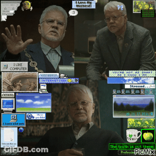 Man With Beard And Glasses Surrounded By Computer Screens Saying I Like Computer GIF