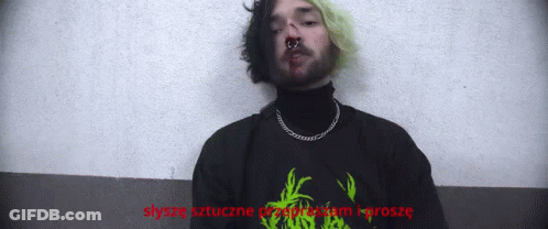 Man With Beard And Green Hair In Black Turtleneck GIF