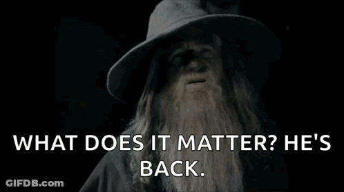 Man With Beard And Hat Asks What Does It Matter He's Back GIF