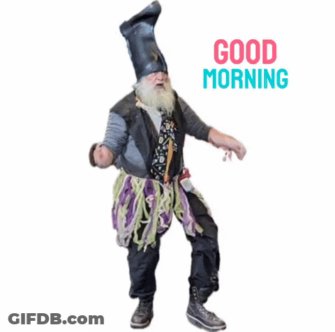 Man With Beard And Hat Dancing Good Morning GIF