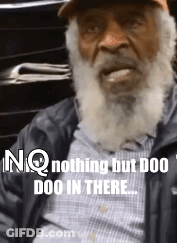 Man With Beard And Hat Saying Nothing But Doo Doo In There GIF