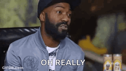 Man With Beard And Hat Saying Oh Really GIF