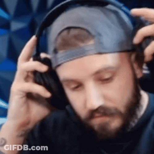 Man With Beard And Hat Wearing Headphones GIF
