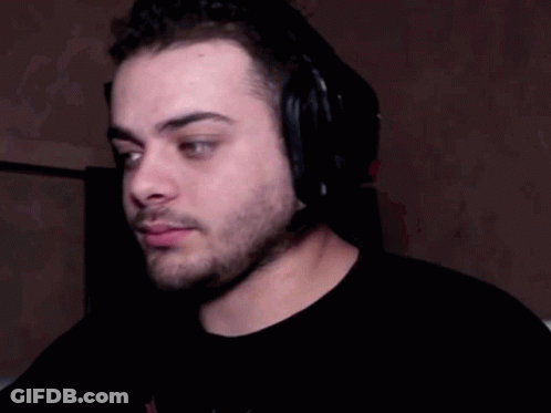 Man With Beard And Headphones Looking Down GIF