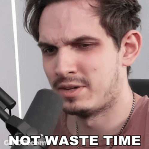 Man With Beard And Headphones Says Not Waste Time GIF