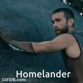 Man With Beard And Homelander Text GIF